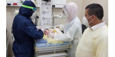 ولادة طفل مصاب بفيروس (كورونا)  شمال غزة