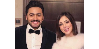 عطر فرنسي' يحمل توقيع تامر حسني وزوجته في عيد الحب