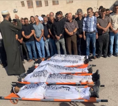 أهالي محافظة طوباس يشيعون شهداءهم الخمسة