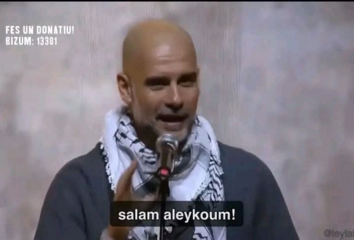 غوارديولا بالكوفية: نحن مع فلسطين .. اسرائيل تقتل اطفالنا