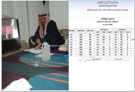 بالصور .. الحاج داوود الشبلي و عمره (57) عاماً .. تقدم للتوجيهي و نجح في كل المواد إلا "الانجليزي"