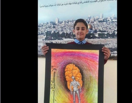 طالب من غزة يفوز بالمركز الأول على الشرق الأوسط برسمته