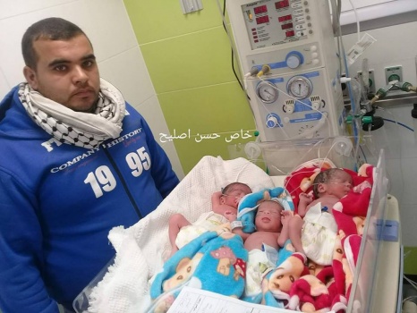 "قدس" و"عاصمة" و"فلسطين".. أسماء أطلقها أب من غزة على توائمه