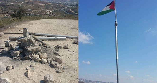الاحتلال يفجر سارية العلم الفلسطيني في سبسطية